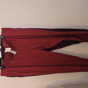 Any Body Brand Womens 2pc Set Lightweight Purple Rust Lounge Pants New